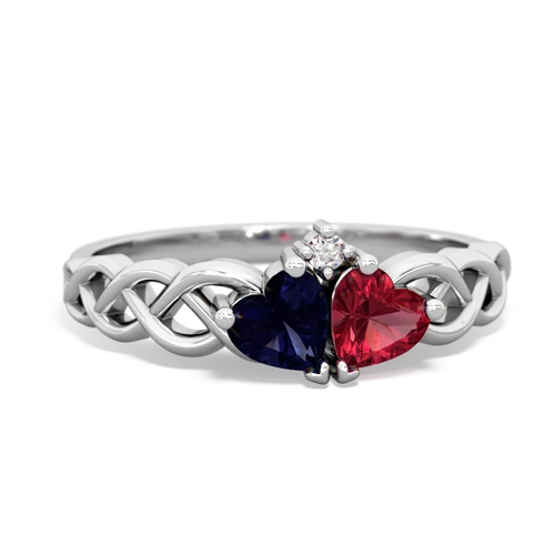 sapphire-lab ruby celtic braid ring