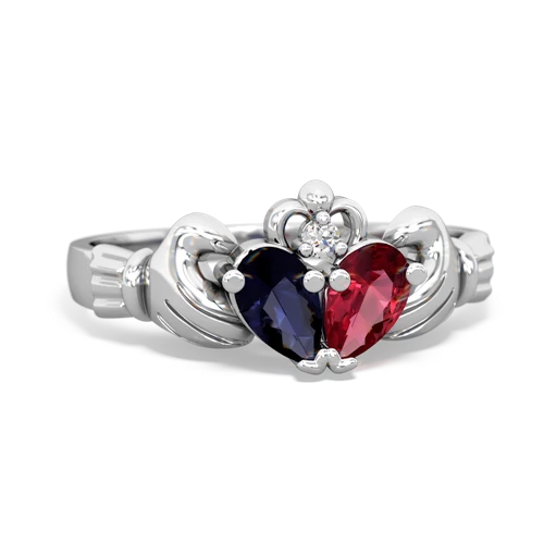 sapphire-lab ruby claddagh ring