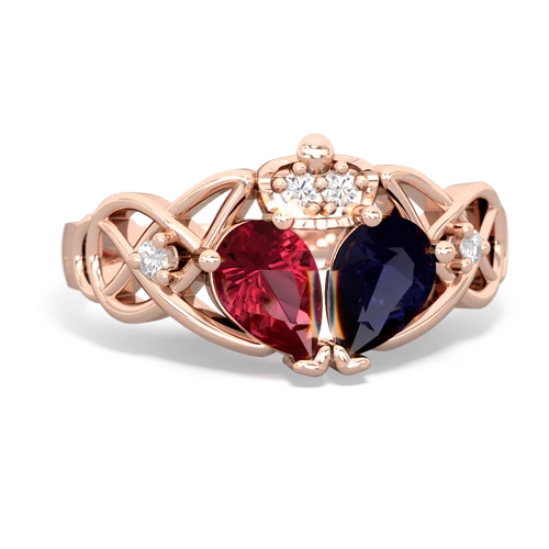 sapphire-lab ruby claddagh ring