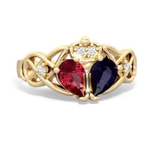 sapphire-lab ruby claddagh ring