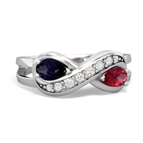 sapphire-lab ruby diamond infinity ring