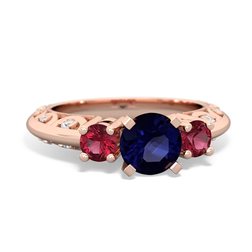 sapphire-lab ruby engagement ring