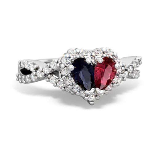 sapphire-lab ruby engagement ring