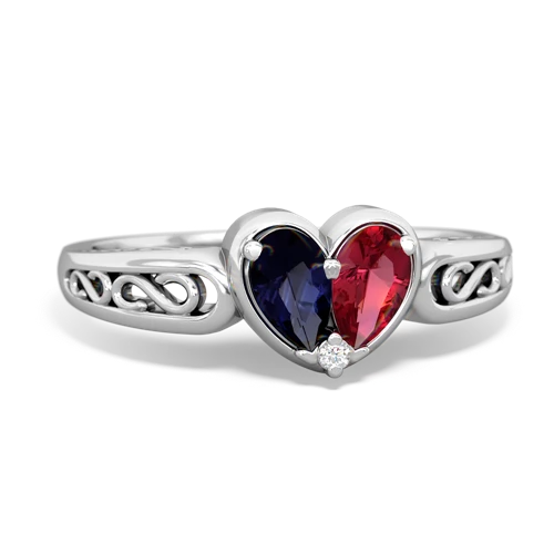 sapphire-lab ruby filligree ring