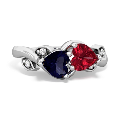 sapphire-lab ruby floral keepsake ring