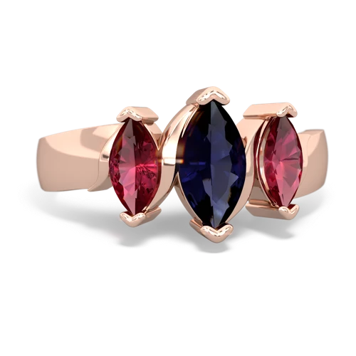 Sapphire Genuine Sapphire with Lab Created Ruby and Genuine Aquamarine Three Peeks ring Ring
