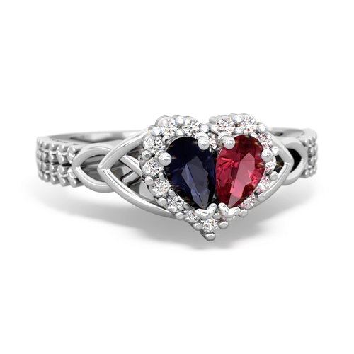 sapphire-lab ruby keepsake engagement ring