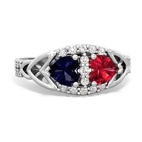 sapphire-lab ruby keepsake engagement ring