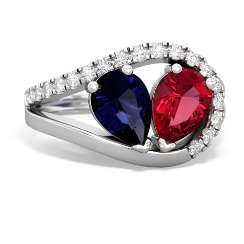 sapphire-lab ruby pave heart ring