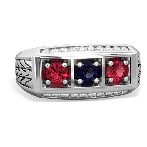 sapphire-lab ruby three stone ring