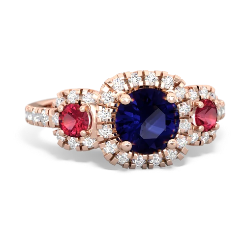 Sapphire Genuine Sapphire with Lab Created Ruby and Genuine Aquamarine Regal Halo ring Ring