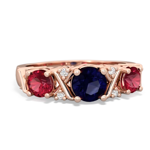 Sapphire Genuine Sapphire with Lab Created Ruby and Genuine Opal Hugs and Kisses ring Ring