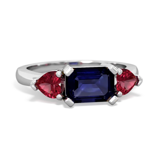 Sapphire Genuine Sapphire with Lab Created Ruby and Genuine Opal Three Stone ring Ring