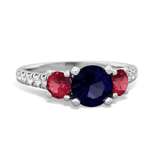 Sapphire Genuine Sapphire with Lab Created Ruby and Genuine Aquamarine Pave Trellis ring Ring