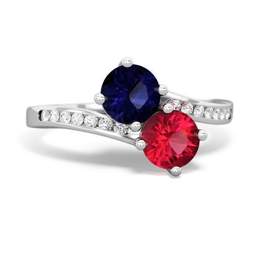 sapphire-lab ruby two stone channel ring