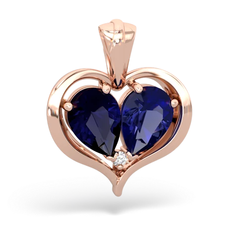 sapphire-lab sapphire half heart whole pendant