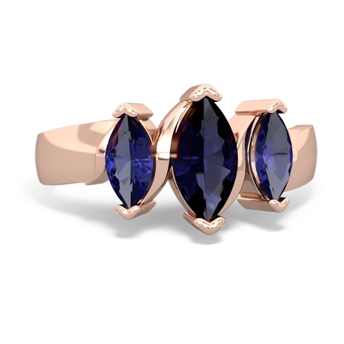 Sapphire Genuine Sapphire with Lab Created Sapphire and Genuine Aquamarine Three Peeks ring Ring