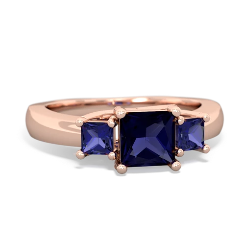 Sapphire Genuine Sapphire with Lab Created Sapphire and Genuine Pink Tourmaline Three Stone Trellis ring Ring