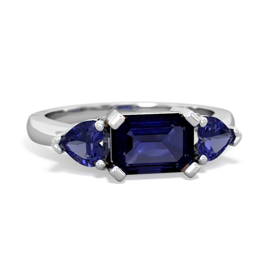 Sapphire Genuine Sapphire with Lab Created Sapphire and Genuine Black Onyx Three Stone ring Ring