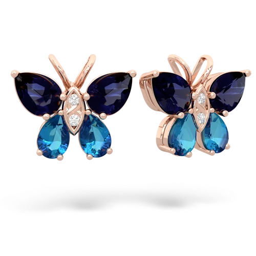 sapphire-london topaz butterfly earrings