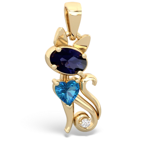 sapphire-london topaz kitten pendant