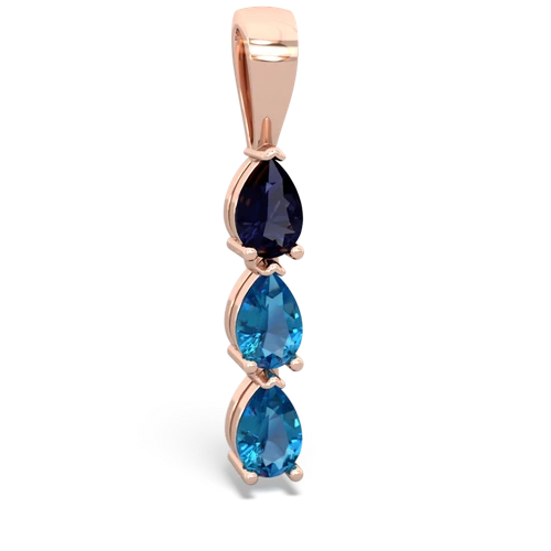 Sapphire Genuine Sapphire with Genuine London Blue Topaz and Lab Created Sapphire Three Stone pendant Pendant