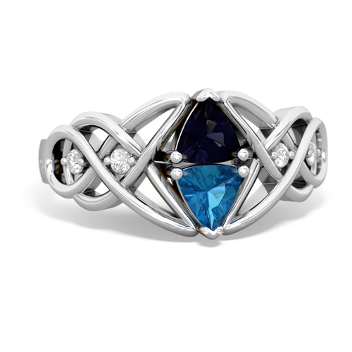 sapphire-london topaz celtic knot ring