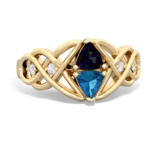 sapphire-london topaz celtic knot ring