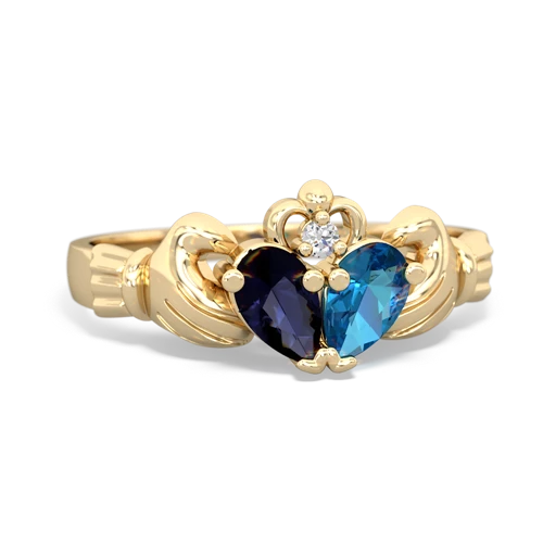 sapphire-london topaz claddagh ring