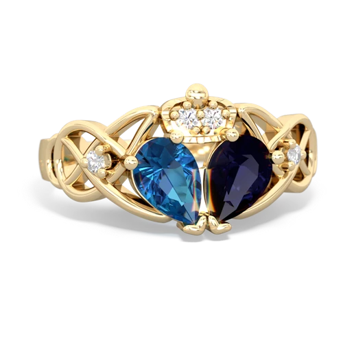 sapphire-london topaz claddagh ring