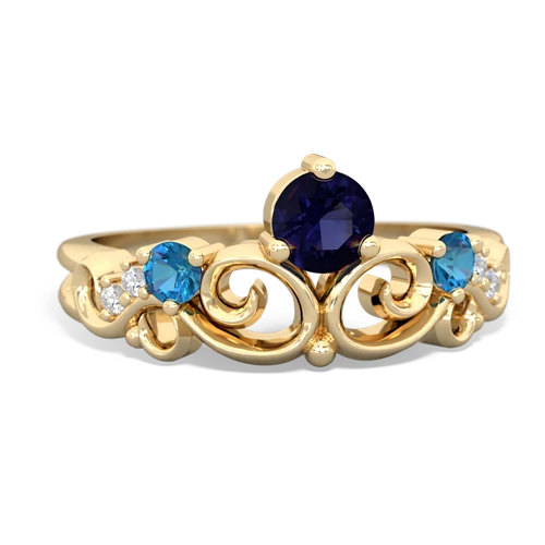 Sapphire Genuine Sapphire with Genuine London Blue Topaz and Genuine Smoky Quartz Crown Keepsake ring Ring