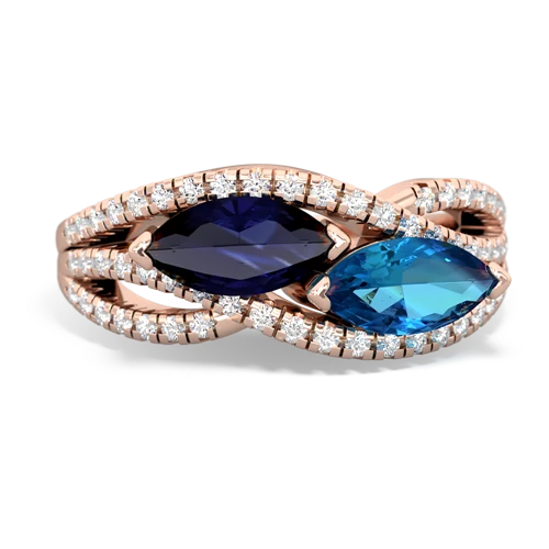 sapphire-london topaz double heart ring