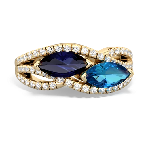 sapphire-london topaz double heart ring