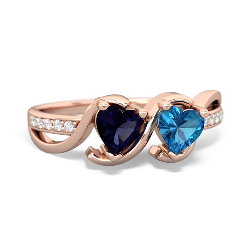 sapphire-london topaz double heart ring