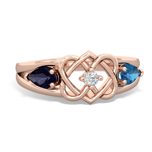 sapphire-london topaz double heart ring