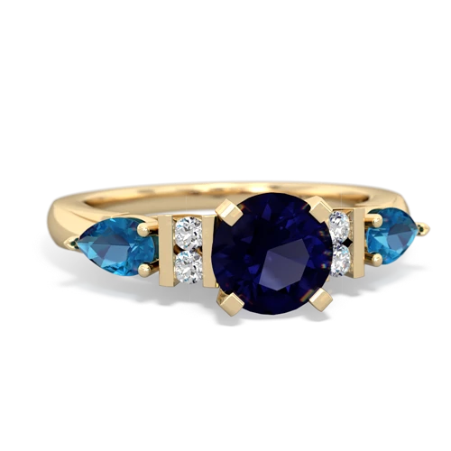 Sapphire Genuine Sapphire with Genuine London Blue Topaz and Genuine Aquamarine Engagement ring Ring
