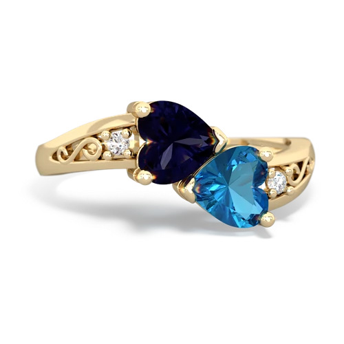 sapphire-london topaz filligree ring