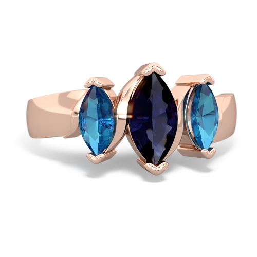 Sapphire Genuine Sapphire with Genuine London Blue Topaz and Lab Created Sapphire Three Peeks ring Ring