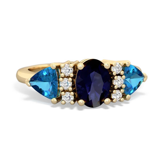 Sapphire Genuine Sapphire with Genuine London Blue Topaz and Lab Created Sapphire Antique Style Three Stone ring Ring