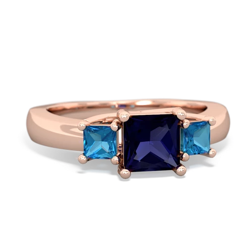 Genuine Sapphire with Genuine London Blue Topaz and Genuine Fire Opal Three Stone Trellis ring