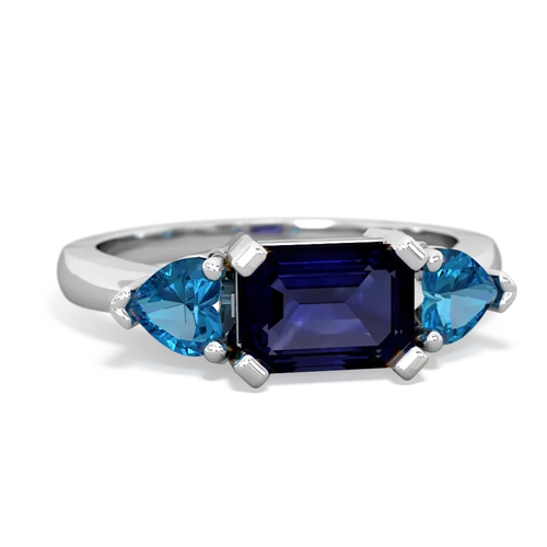 Genuine Sapphire with Genuine London Blue Topaz and Genuine Fire Opal Three Stone ring