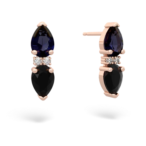 sapphire-onyx bowtie earrings