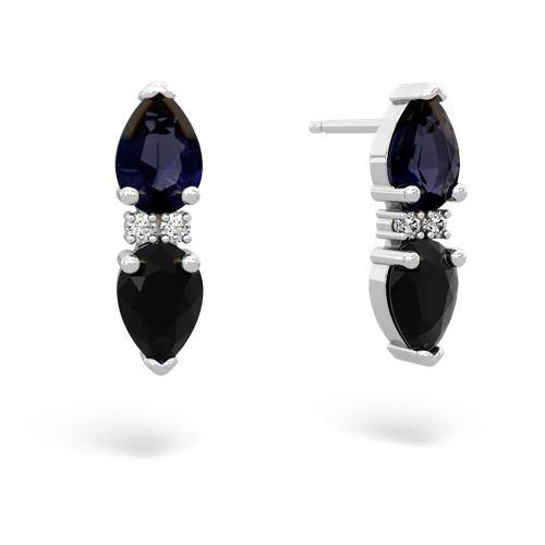 sapphire-onyx bowtie earrings