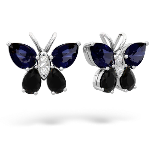 sapphire-onyx butterfly earrings