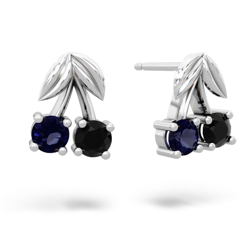 sapphire-onyx cherries earrings