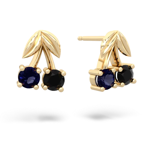 sapphire-onyx cherries earrings