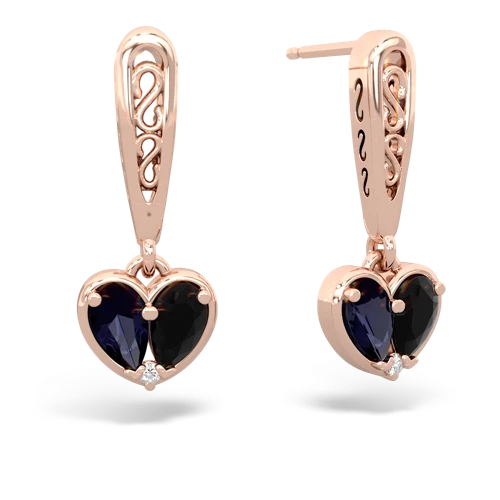 sapphire-onyx filligree earrings