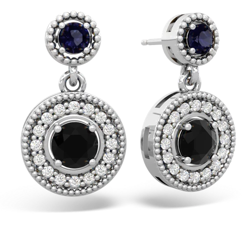 sapphire-onyx halo earrings