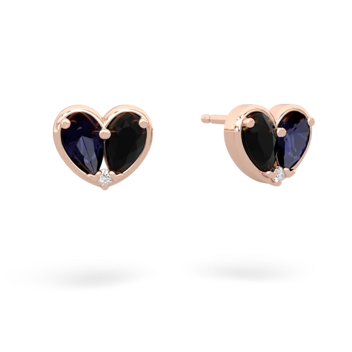 sapphire-onyx one heart earrings