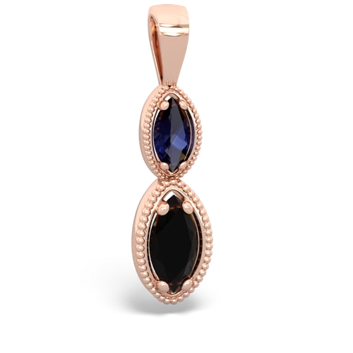 sapphire-onyx antique milgrain pendant